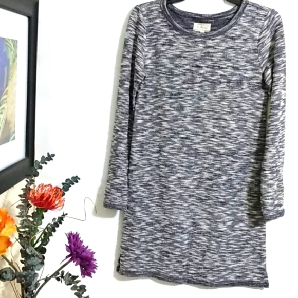 LOU & GRAY NWT NAVY BLUE & WHITE MARLED BLEND TUNIC SWEATER DRESS SIZE XS - Picture 2 of 11